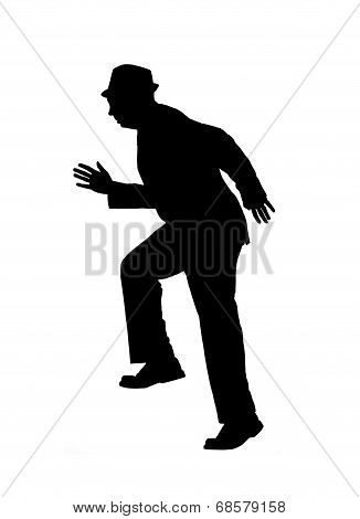 Silhouette of a Man Running or climbing Stairs
