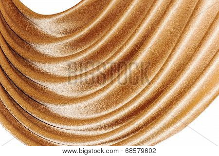 Open lambrequin (portiere, curtain) golden color on the window.