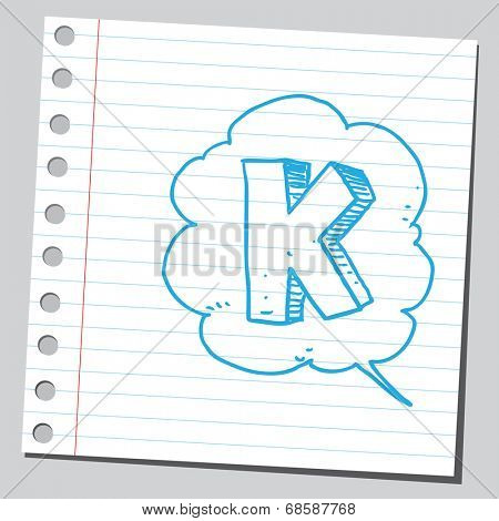 Letter K in comic bubble 