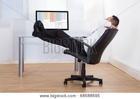 Relaxed Businessman Sitting Feet Up At Desk