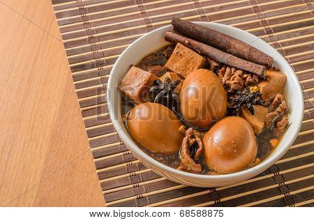 Eggs,tofu And Pork In Five Spices Brown Sauce