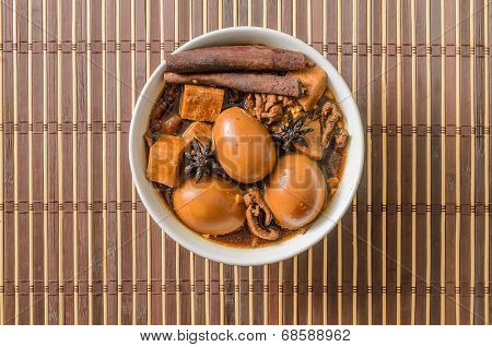 Eggs,tofu And Pork In Five Spices Brown Sauce