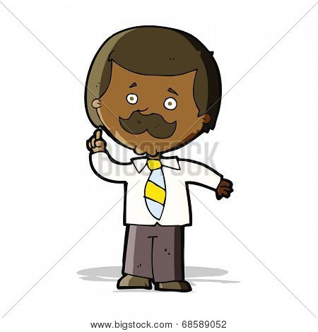 cartoon newsreader man with idea