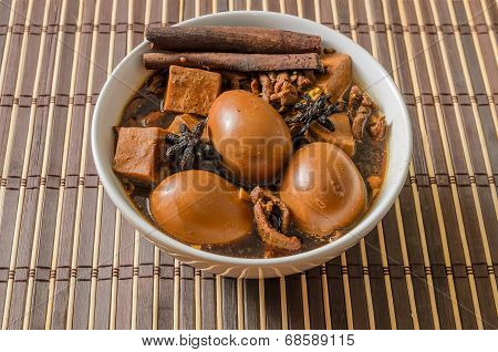 Eggs,tofu And Pork In Five Spices Brown Sauce
