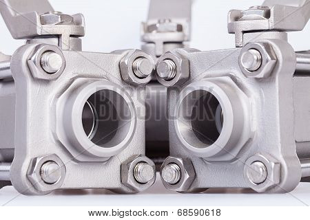 Three ball valve on white background