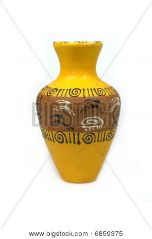 Souvenir antieke klei vaas geïsoleerd op wit