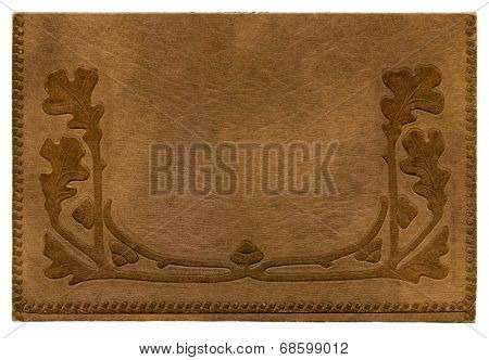 Antique paper photograph cover background with oak leaves