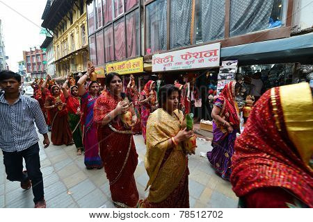 Hindu Celebration On The Streets Of Kathmandu