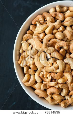 Cashew Nuts In White Bowl