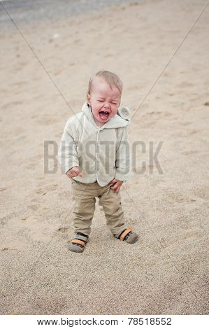 Funny Toddler Baby Cries Outdoors