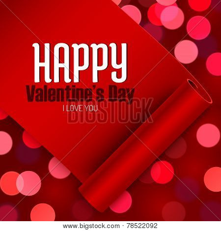 Valentine's Day Greeting Card, Love Message On Red Ribbon On Boken Background