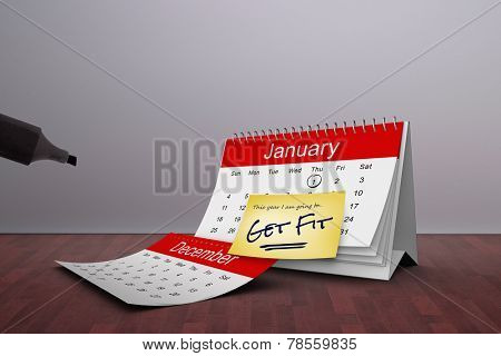 Composite image of new years resolutions on january calendar