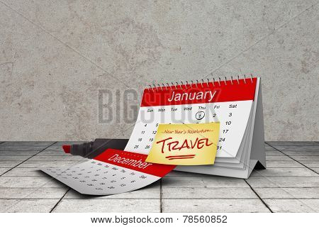 Composite image of new years resolutions on january calendar