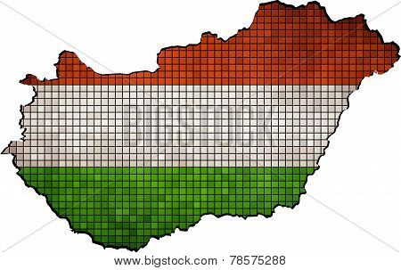 Hungary map with flag inside