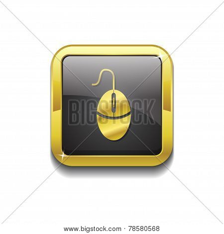 Mouse Sign Gold Vector Icon Button