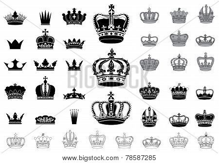Set of 40 detailed crowns