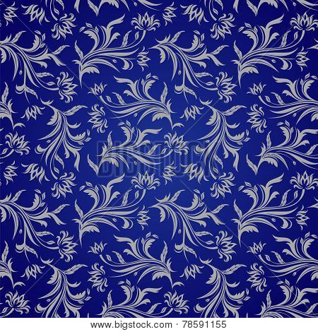 Seamless blue floral background