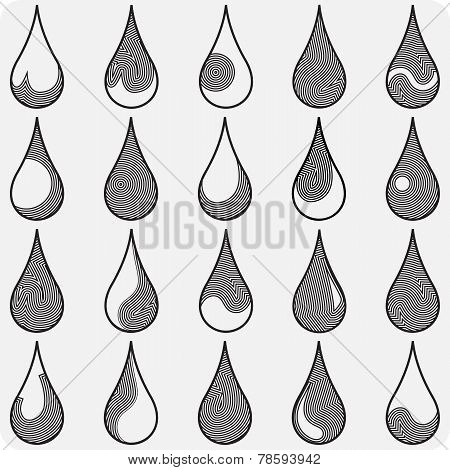 Set of water drops