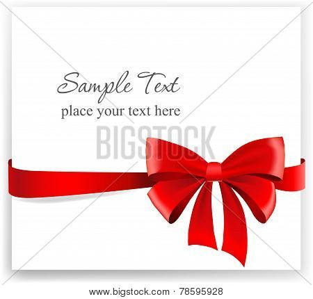 Greeting card with a red ribbon.