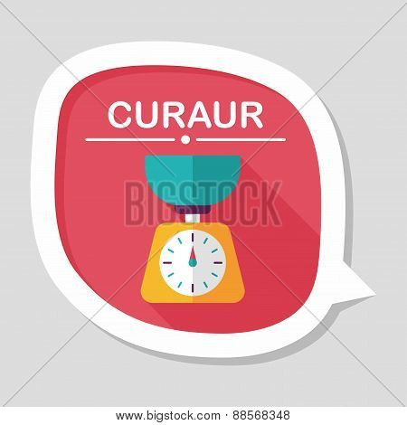 Kitchenware Weight Scale Flat Icon With Long Shadow,eps10