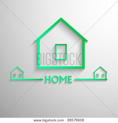Symbol with white houses on the grey background.