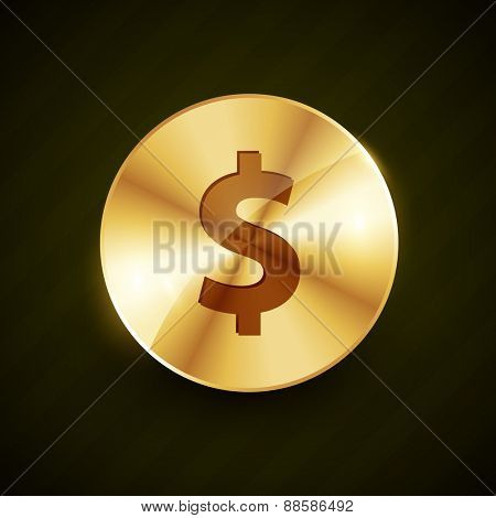 dollar symbol engraved on golden coin vector illustration design