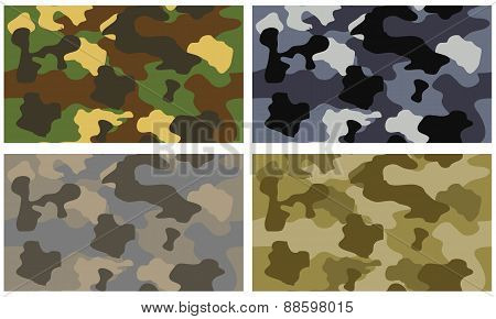 Camouflage Seamless Pattern With Color Variations