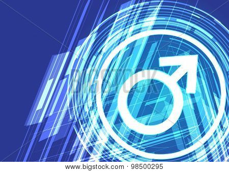 Vector Background Shining Male Sex Symbol