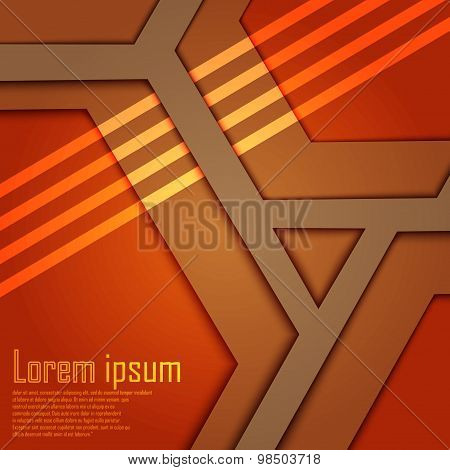 Abstract Brown & Orange 3D Technology Lines Futuristic Backgound. Eps 10