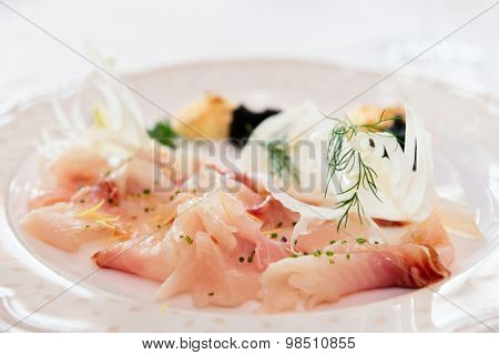 Cisco (vendace) fish fillet, sliced