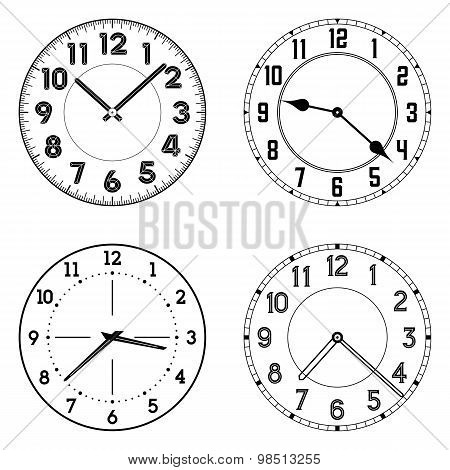 The set of different clock faces