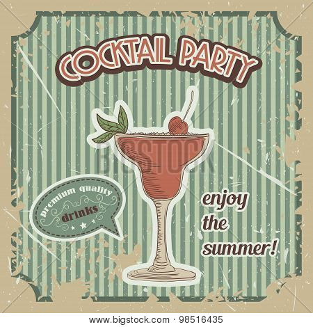 Vector Cocktail poster in vintage style with typography elements
