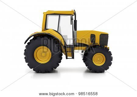 Farm tractor on a white background