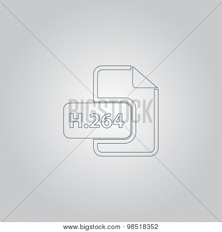 H264 video file extension icon vector.