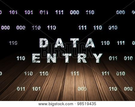 Data concept: Data Entry in grunge dark room
