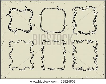 Set of black ornate frames.