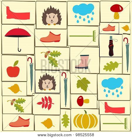 Vector Pattern Of Autumn Themed Objects.