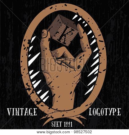 Vintage hand logotype illustratilon