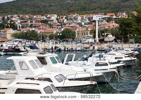 SELCE, CROATIA - JULY 24, 2015: View of Marina Selce and the boat lift