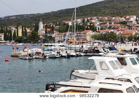 SELCE, CROATIA - JULY 24, 2015: View of Marina Selce and the shoreline
