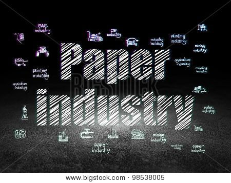 Manufacuring concept: Paper Industry in grunge dark room