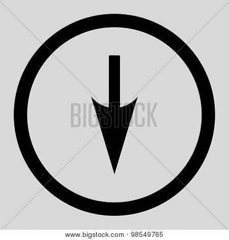 Sharp Down Arrow flat black color rounded vector icon