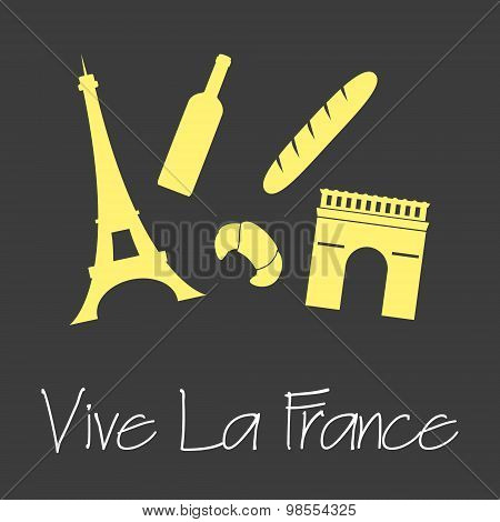 Vive La France Celebration Symbols Simple Banner Eps10