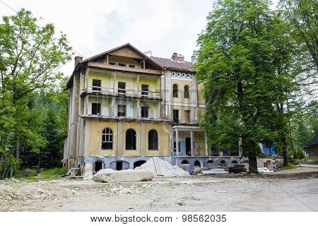 Ruined Walls Of The Old Building In Zakopane