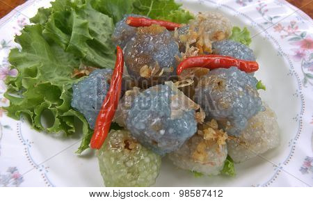 Kanom Sago; Thai Dessert ; Powdery Starch From Certain Sago Palm