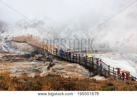 People Visit Jigokudani Hell Valley