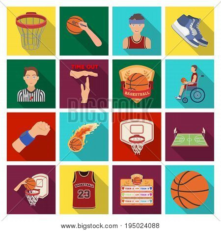 Ball, game, sport, fitness and other icons of basketball. Basketball set collection icons in flat style vector symbol stock illustration.