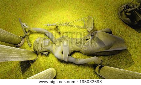 Broken lady of justice 3d rendering