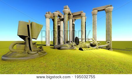 Broken lady of justice 3d rendering
