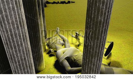 Broken lady of justice 3d rendering